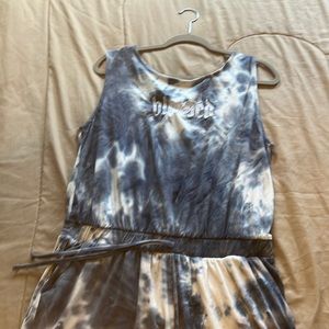 Short romper blue and white tie die